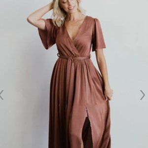 Baltic Born Sicily Rosy Brown Satin Maxi Dress